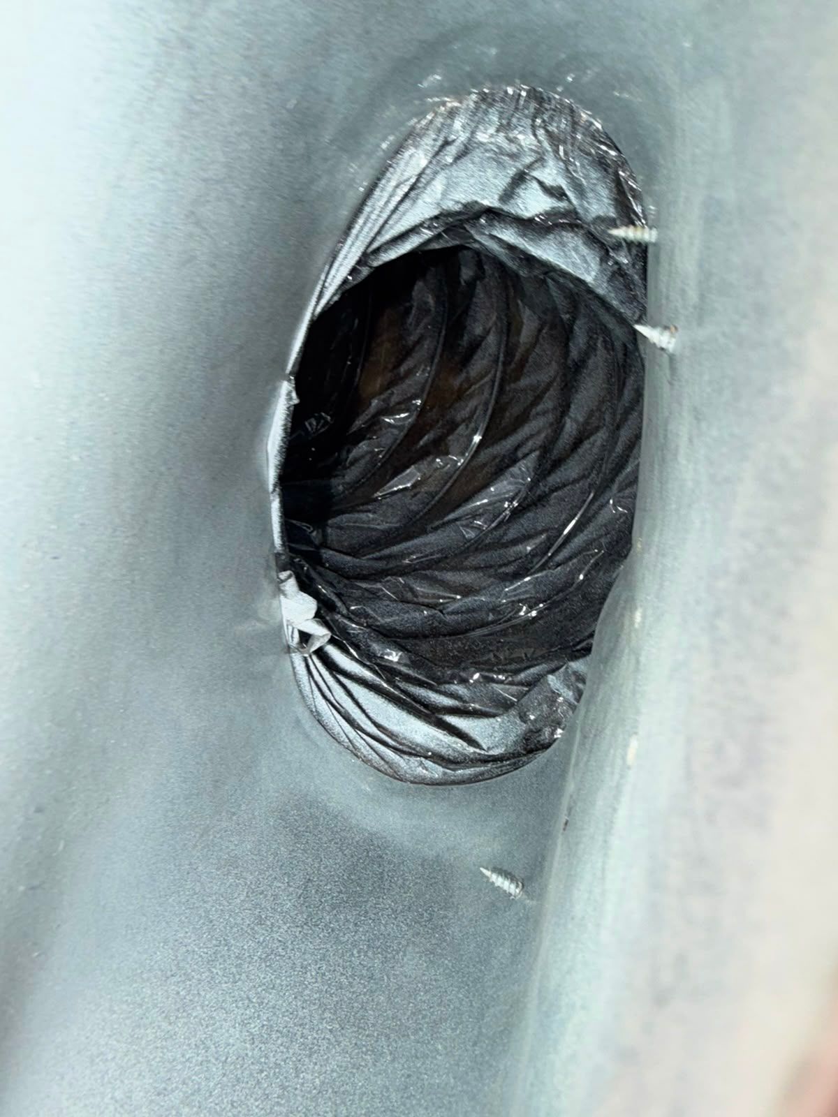 The same dryer vent line clear and open after AMG cleaned it