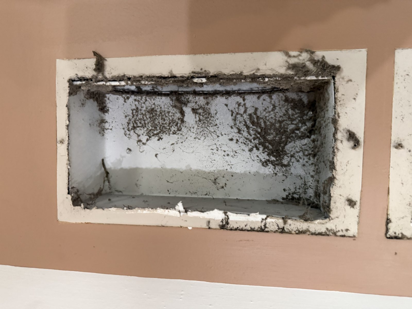 A return air box full of debris