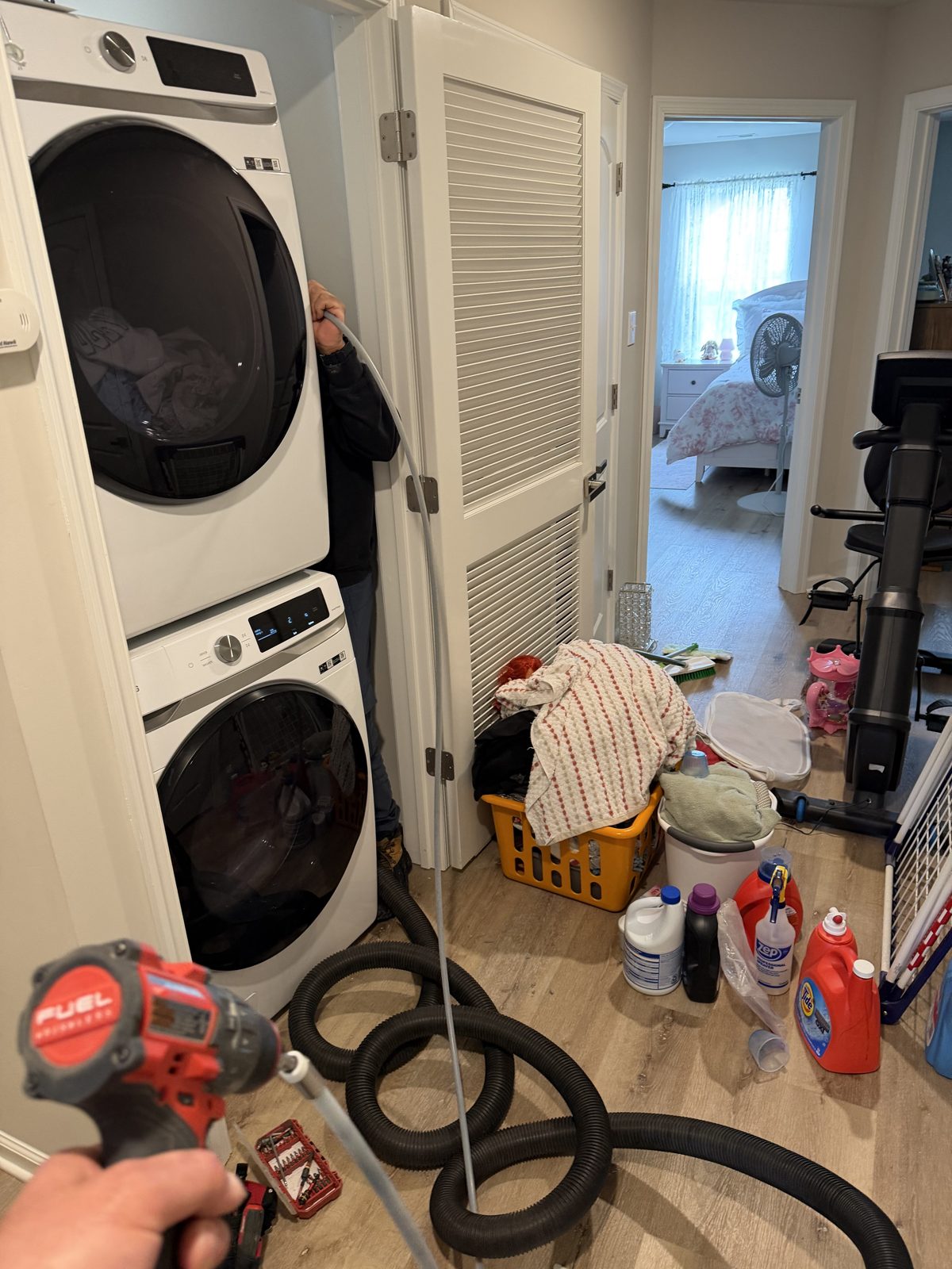 A laundry room dryer vent serviced by AMG. AMG at work for homes in Summit, New Jersey.