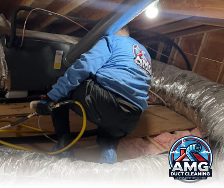 A professional technician using specialized equipment to clean HVAC ductwork and remove airborne contaminants.